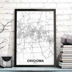 Póster de mapa de CRICIUMA, Brasil, ciudad natal, impresión moderna, decoración del hogar, decoración de la oficina, arte de pared, dormitorio, regalo