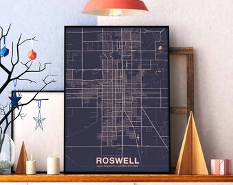 RESWELL New Mexico NM USA poster color Hometown City Print Modern Home Decor Office Decoration Wall Art Dorm Bedroom Gift