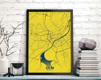 ULM Germany map poster color Hometown City Print Modern Home Decor Office Decoration Wall Art Dorm Bedroom Gift