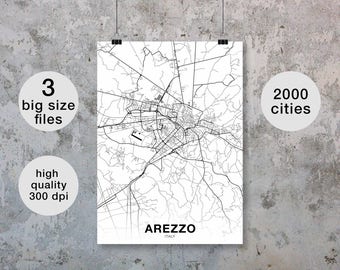 AREZZO Italy map poster Hometown City Print Modern Home Decor Office Decoration Wall Art Dorm Bedroom Gift