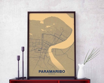 PARAMARIBO Suriname poster color Hometown City Print Modern Home Decor Office Decoration Wall Art Dorm Bedroom Gift