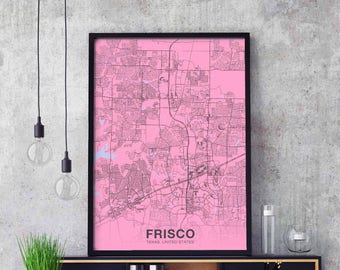FRISCO Texas TX US map poster color Hometown City Print Modern Home Decor Office Decoration Wall Art Dorm Bedroom Gift
