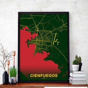 CIENFUEGOS Cuba poster color Hometown City Print Modern Home Decor Office Decoration Wall Art Dorm Bedroom Gift