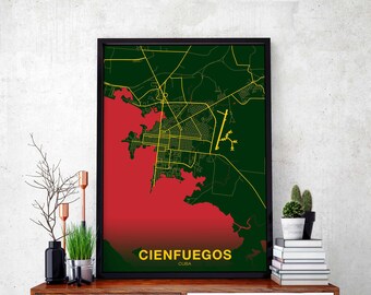 CIENFUEGOS Cuba poster color Hometown City Print Modern Home Decor Office Decoration Wall Art Dorm Bedroom Gift