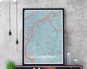 VILLEURBANNE France map poster black white Hometown City Print Modern Home Decor Office Decoration Wall Art Dorm Bedroom Gift