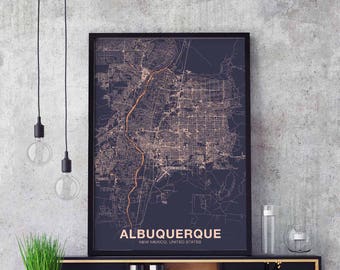 ALBUQUERQUE New Mexico NM US map poster color Hometown City Print Modern Home Decor Office Decoration Wall Art Dorm Bedroom Gift