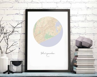 SHIZUOKA Japan map poster wall decor design modern minimal nordic travel bedroom home art vintage retro dorm nursery housewarming