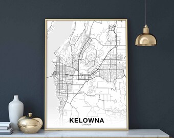 KELOWNA Canada map poster Hometown City Print Modern Home Decor Office Decoration Wall Art Dorm Bedroom Gift