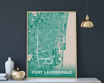 FORT LAUDERDALE Florida FL usa poster color Hometown City Print Modern Home Decor Office Decoration Wall Art Dorm Bedroom Gift
