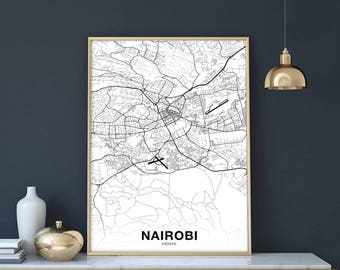 NAIROBI Kenya map poster Hometown City Print Modern Home Decor Office Decoration Wall Art Dorm Bedroom Gift