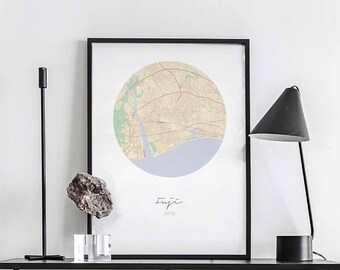 FUJI Japan map poster wall decor design modern minimal nordic travel bedroom home art vintage retro dorm nursery housewarming