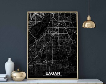 EAGAN Minnesota MN USA map poster black white Hometown City Print Modern Home Decor Office Decoration Wall Art Dorm Bedroom Gift