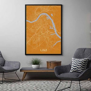 LINZ Austria Map Poster Color Hometown City Print Modern Home Decor ...