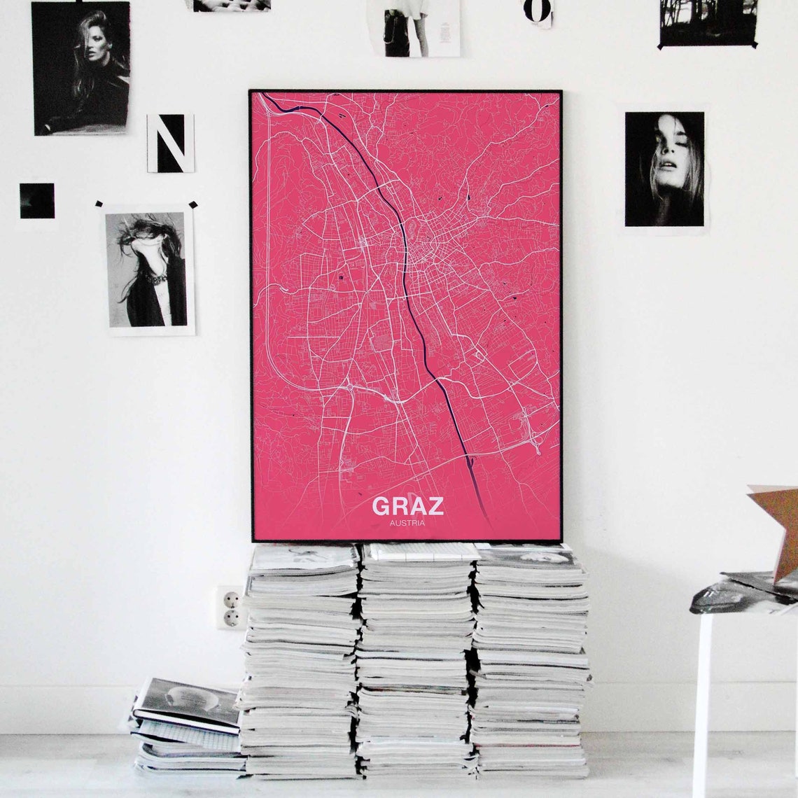 GRAZ Austria poster color Hometown City Print Modern Home | Etsy