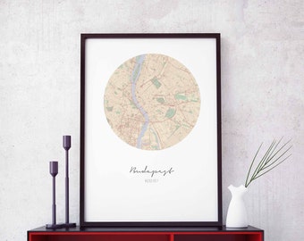 BUDAPEST Hungary map poster wall decor design modern minimal nordic travel bedroom home art vintage retro dorm nursery housewarming