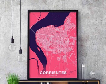 CORRIENTES Argentina map poster color Hometown City Print Modern Home Decor Office Decoration Wall Art Dorm Bedroom Gift art