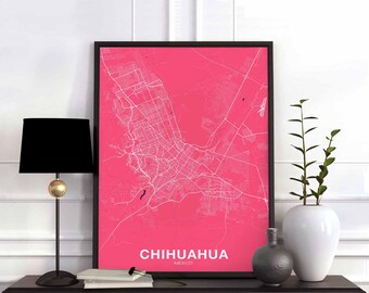 CHIHUAHUA Mexico map poster color Hometown City Print Modern Home Decor Office Decoration Wall Art Dorm Bedroom Gift art