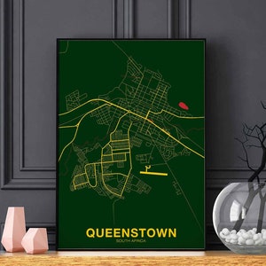 Póster de QUEENSTOWN, Sudáfrica, ciudad natal, impresión en color, decoración moderna para el hogar, decoración de la oficina, arte de pared, dormitorio, regalo
