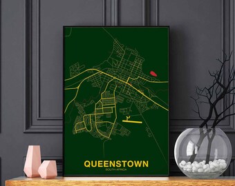 QUEENSTOWN South Africa poster color Hometown City Print Modern Home Decor Office Decoration Wall Art Dorm Bedroom Gift
