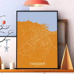 TANGER, maroc, 12 couleurs, carte, affiche, couleurs, ville natale, ville, impression, moderne, décoration intérieure, bureau, décoration, mur, art, dortoir, chambre, cadeau