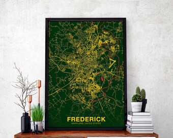 FREDERICK Maryland MD USA poster color Hometown City Print Modern Home Decor Office Decoration Wall Art Dorm Bedroom Gift