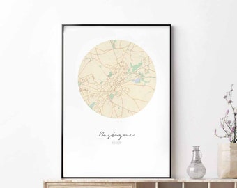 BASTOGNE Belgium map poster wall decor design modern minimal nordic travel bedroom home art vintage retro dorm nursery housewarming