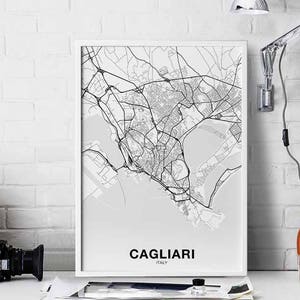 CAGLIARI Italy map poster Hometown City Print Modern Home Decor Office Decoration Wall Art Dorm Bedroom Gift
