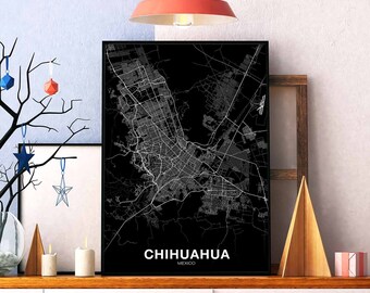 CHIHUAHUA Mexico map poster black white Hometown City Print Modern Home Decor Office Decoration Wall Art Dorm Bedroom Gift