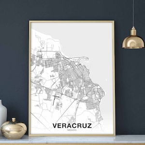 VERACRUZ Mexiko Karte Poster Hometown City Print Modernes Wohnkultur Büro Dekoration Wand Kunst Wohnheim Schlafzimmer Geschenk