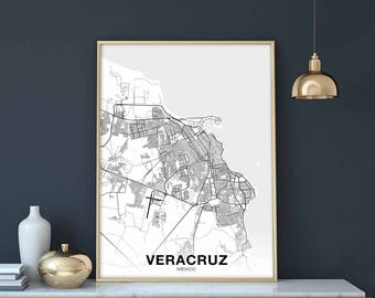 VERACRUZ Mexico map poster Hometown City Print Modern Home Decor Office Decoration Wall Art Dorm Bedroom Gift