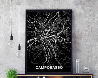 CAMPOBASSO Italy map poster Hometown City Print Modern Home Decor Office Decoration Wall Art Dorm Bedroom Gift