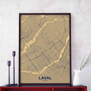 LAVAL Canada carte affiche couleur ville natale ville impression moderne décor à la maison bureau décoration art mural dortoir chambre cadeau