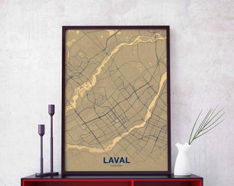 LAVAL Canada map poster color Hometown City Print Modern Home Decor Office Decoration Wall Art Dorm Bedroom Gift