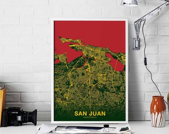 SAN JUAN Puerto Rico PR usa poster color Hometown City Print Modern Home Decor Office Decoration Wall Art Dorm Bedroom Gift