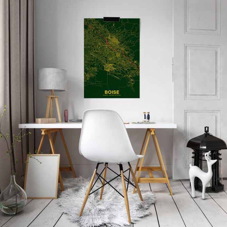 BOISE Idaho ID US Map Poster Color Hometown City Print Modern Home ...