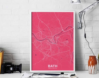 BATH Great Britain poster color Hometown City Print Modern Home Decor Office Decoration Wall Art Dorm Bedroom Gift
