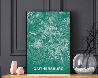 GAITHERSBURG Maryland MD US map poster color Hometown City Print Modern Home Decor Office Decoration Wall Art Dorm Bedroom Gift