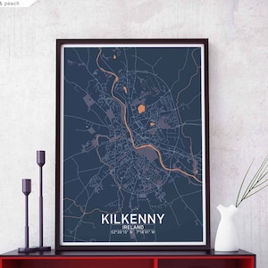 KILKENNY Ireland map poster black white Hometown City Print Modern Home Decor Office Decoration Wall Art Dorm Bedroom Gift