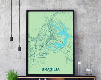BRASILIA Brazil poster color Hometown City Print Modern Home Decor Office Decoration Wall Art Dorm Bedroom Gift