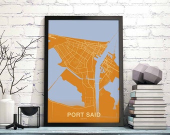 PORT SAID Egypt poster color Hometown City Print Modern Home Decor Office Decoration Wall Art Dorm Bedroom Gift