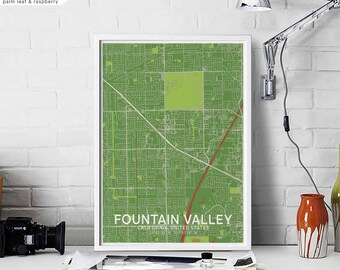 FOUNTAIN VALLEY California usa map poster black white Hometown City Print Modern Home Decor Office Decoration Wall Art Dorm Bedroom Gift
