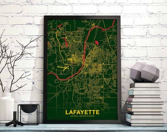 LAFAYETTE Indiana IN USA poster color Hometown City Print Modern Home Decor Office Decoration Wall Art Dorm Bedroom Gift