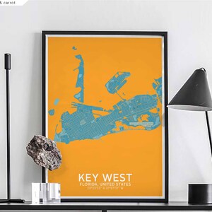 KEY WEST Florida US Karte Poster schwarz weiß Heimatstadt Stadt Druck Moderne Dekoration Büro Dekoration Wand Kunst Schlafzimmer Schlafzimmer Geschenk