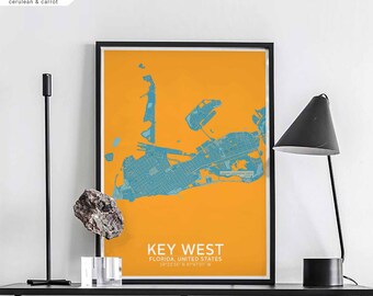 KEY WEST Florida US map poster black white Hometown City Print Modern Home Decor Office Decoration Wall Art Dorm Bedroom Gift