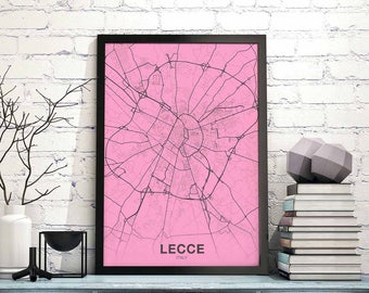 LECCE Italy map poster color Hometown City Print Modern Home Decor Office Decoration Wall Art Dorm Bedroom Gift