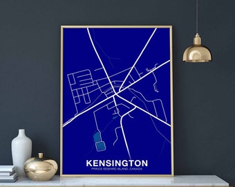 KENSINGTON Canada map poster color Hometown City Print Modern Home Decor Office Decoration Wall Art Dorm Bedroom Gift