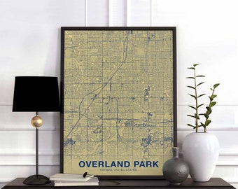 OVERLAND PARK Kansas KS usa poster color Hometown City Print Modern Home Decor Office Decoration Wall Art Dorm Bedroom Gift