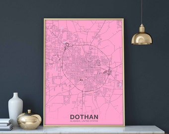 DOTHAN Alabama AL USA poster color Hometown City Print Modern Home Decor Office Decoration Wall Art Dorm Bedroom Gift