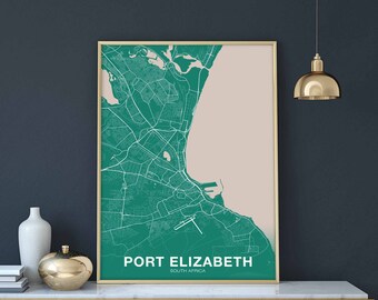 PORT ELIZABETH South Africa poster color Hometown City Print Modern Home Decor Office Decoration Wall Art Dorm Bedroom Gift