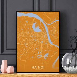 HA NOI HANOI Vietnam Karte Poster Farbe Heimatstadt Stadt Druck Modernes Wohnkultur Büro Dekoration Wand Kunst Wohnheim Schlafzimmer Geschenk